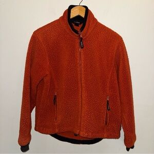 Vintage L.L. Bean Outdoors Orange Deep Pile Zip-Up Jacket Women’s Size Medium